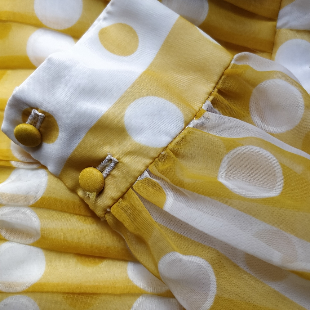 Coco California Vintage 70s Yellow Polka Dot Maxi Dress - Picture 7 of 7